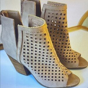 Stylish Tan Peep-Toe Ankle Boots